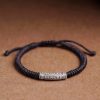 Pulsera de la Suerte de Plata de Ley 999 Om Mani Padme Hum, Hecha a Mano Handmade 999 Sterling Silver Om Mani Padme Hum Luck Bracelet