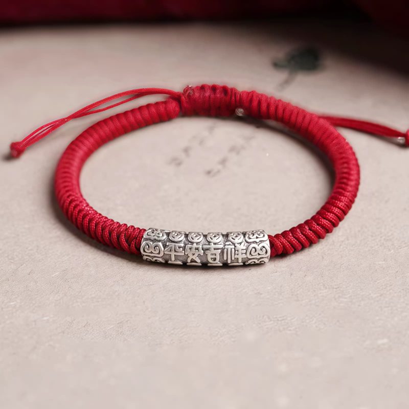 Pulsera de la Suerte de Plata de Ley 999 Om Mani Padme Hum, Hecha a Mano Handmade 999 Sterling Silver Om Mani Padme Hum Luck Bracelet