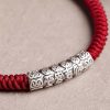 Pulsera de la Suerte de Plata de Ley 999 Om Mani Padme Hum, Hecha a Mano Handmade 999 Sterling Silver Om Mani Padme Hum Luck Bracelet