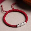 Pulsera de la Suerte de Plata de Ley 999 Om Mani Padme Hum, Hecha a Mano Handmade 999 Sterling Silver Om Mani Padme Hum Luck Bracelet