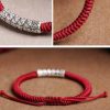 Pulsera de la Suerte de Plata de Ley 999 Om Mani Padme Hum, Hecha a Mano Handmade 999 Sterling Silver Om Mani Padme Hum Luck Bracelet