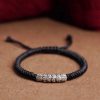Pulsera de la Suerte de Plata de Ley 999 Om Mani Padme Hum, Hecha a Mano Handmade 999 Sterling Silver Om Mani Padme Hum Luck Bracelet