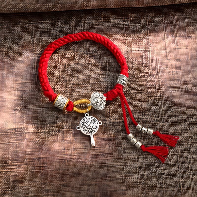Pulsera tejida tibetana artesanal Om Mani Padme Hum, amuleto de la suerte y la fortuna Handmade Tibetan Om Mani Padme Hum Luck Fortune Braided Bracelet