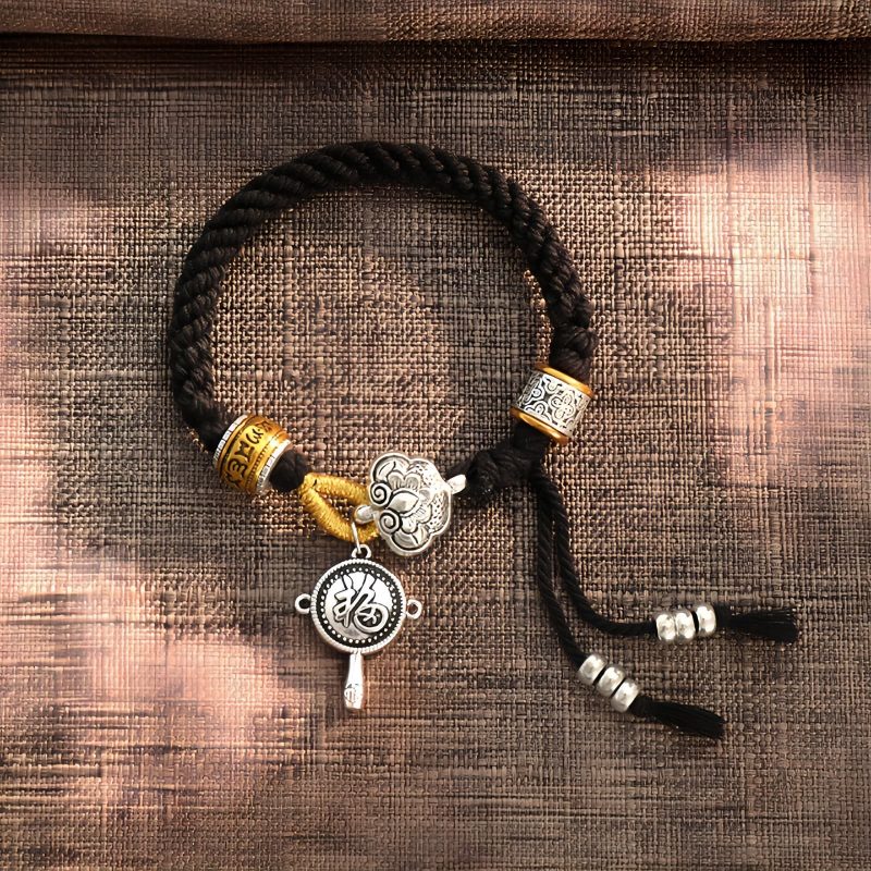 Pulsera tejida tibetana artesanal Om Mani Padme Hum, amuleto de la suerte y la fortuna Handmade Tibetan Om Mani Padme Hum Luck Fortune Braided Bracelet