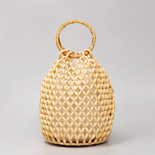Tas Pegangan Bambu Manik-Manik Kayu Tenun Tangan Tas Pegangan Bambu Manik-Manik Kayu Tenun Tangan