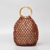 حقيبة يد من خرز الخشب المنسوج يدوياً بمقبض من الخيزران Handwoven Wooden Beads Bamboo Handle Bag