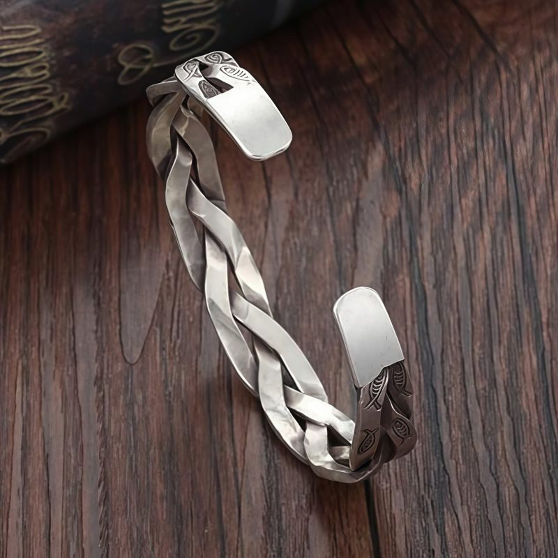 Pulseira de Cobre com Peixe Koi para Prosperidade Koi Fish Copper Wealth Cuff Bracelet