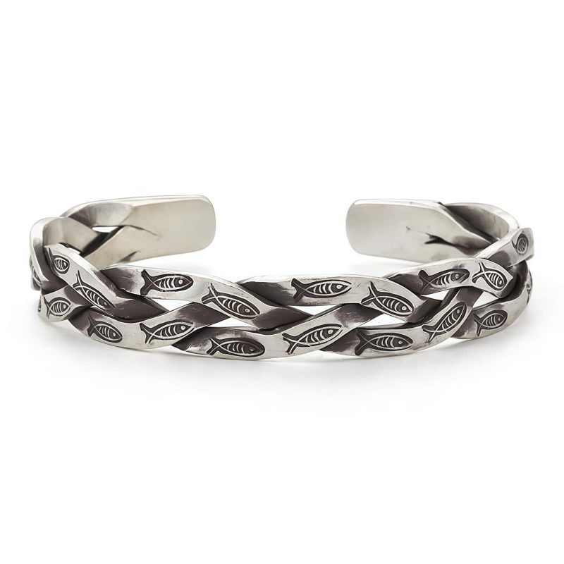 Pulseira de Cobre com Peixe Koi para Prosperidade Koi Fish Copper Wealth Cuff Bracelet