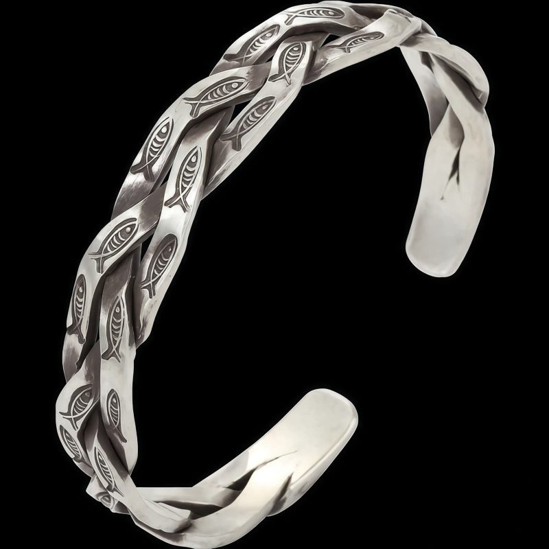 Pulseira de Cobre com Peixe Koi para Prosperidade Koi Fish Copper Wealth Cuff Bracelet