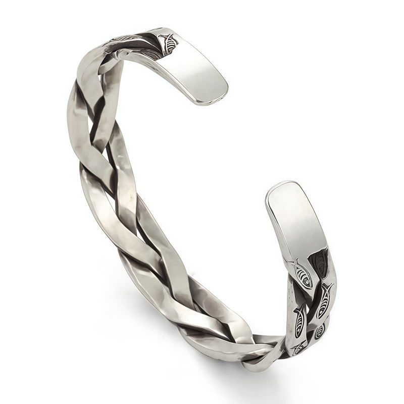 Pulseira de Cobre com Peixe Koi para Prosperidade Koi Fish Copper Wealth Cuff Bracelet