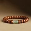 Pulsera Protectora contra Espíritus Malignos de Madera de Abelia y Jade Hetian Natural Abelia Wood Hetian Jade Evil Spirits Warding Bracelet