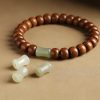 Pulsera Protectora contra Espíritus Malignos de Madera de Abelia y Jade Hetian Natural Abelia Wood Hetian Jade Evil Spirits Warding Bracelet