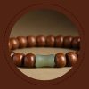 Pulsera Protectora contra Espíritus Malignos de Madera de Abelia y Jade Hetian Natural Abelia Wood Hetian Jade Evil Spirits Warding Bracelet