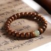 Pulsera Protectora contra Espíritus Malignos de Madera de Abelia y Jade Hetian Natural Abelia Wood Hetian Jade Evil Spirits Warding Bracelet