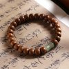 Pulsera Protectora contra Espíritus Malignos de Madera de Abelia y Jade Hetian Natural Abelia Wood Hetian Jade Evil Spirits Warding Bracelet