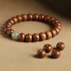 Pulsera Protectora contra Espíritus Malignos de Madera de Abelia y Jade Hetian Natural Abelia Wood Hetian Jade Evil Spirits Warding Bracelet