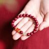 Pulseira Abençoada de Carpa de Cinábrio Natural Natural Cinnabar Koi Fish Blessing Bracelet