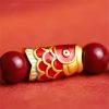 Pulseira Abençoada de Carpa de Cinábrio Natural Natural Cinnabar Koi Fish Blessing Bracelet