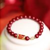 Pulseira Abençoada de Carpa de Cinábrio Natural Natural Cinnabar Koi Fish Blessing Bracelet