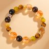Pulsera de Prosperidad Duobao con Citrino, Cuarzo Ahumado y Ojo de Tigre Natural Natural Citrine Smoky Quartz Tiger Eye Duobao Prosperity Flow Bracelet