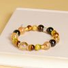 Pulsera de Prosperidad Duobao con Citrino, Cuarzo Ahumado y Ojo de Tigre Natural Natural Citrine Smoky Quartz Tiger Eye Duobao Prosperity Flow Bracelet