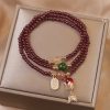 Pulsera Triple Envoltura de Pescado Koi de Cuarzo Natural de Granate Natural Garnet Quartz Koi Fish Triple Wrap Bracelet