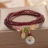 Pulsera Triple Envoltura de Pescado Koi de Cuarzo Natural de Granate Natural Garnet Quartz Koi Fish Triple Wrap Bracelet