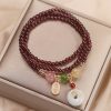 Pulsera Triple Envoltura de Pescado Koi de Cuarzo Natural de Granate Natural Garnet Quartz Koi Fish Triple Wrap Bracelet