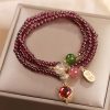 Pulsera Triple Envoltura de Pescado Koi de Cuarzo Natural de Granate Natural Garnet Quartz Koi Fish Triple Wrap Bracelet