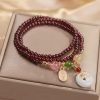 Pulsera Triple Envoltura de Pescado Koi de Cuarzo Natural de Granate Natural Garnet Quartz Koi Fish Triple Wrap Bracelet