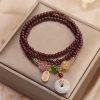 Pulsera Triple Envoltura de Pescado Koi de Cuarzo Natural de Granate Natural Garnet Quartz Koi Fish Triple Wrap Bracelet