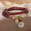 Pulsera Triple Envoltura de Pescado Koi de Cuarzo Natural de Granate Natural Garnet Quartz Koi Fish Triple Wrap Bracelet