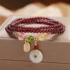 Pulsera Triple Envoltura de Pescado Koi de Cuarzo Natural de Granate Natural Garnet Quartz Koi Fish Triple Wrap Bracelet