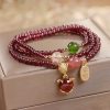 Pulsera Triple Envoltura de Pescado Koi de Cuarzo Natural de Granate Natural Garnet Quartz Koi Fish Triple Wrap Bracelet