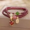 Pulsera Triple Envoltura de Pescado Koi de Cuarzo Natural de Granate Natural Garnet Quartz Koi Fish Triple Wrap Bracelet