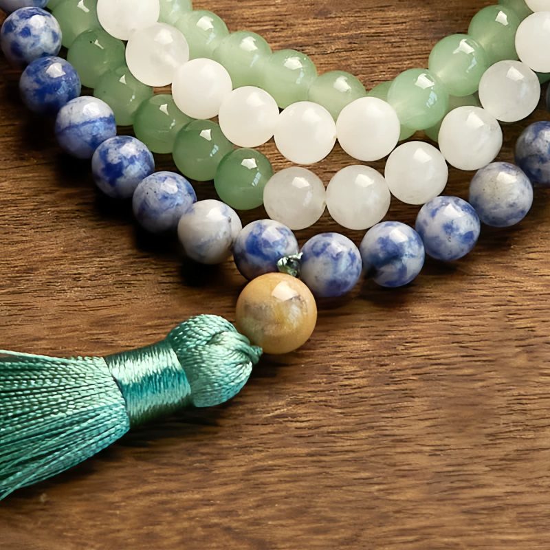 Pulsera de la Suerte de Aventurina Verde Natural con 108 Cuentas Natural Green Aventurine Luck Bracelet with 108 Beads