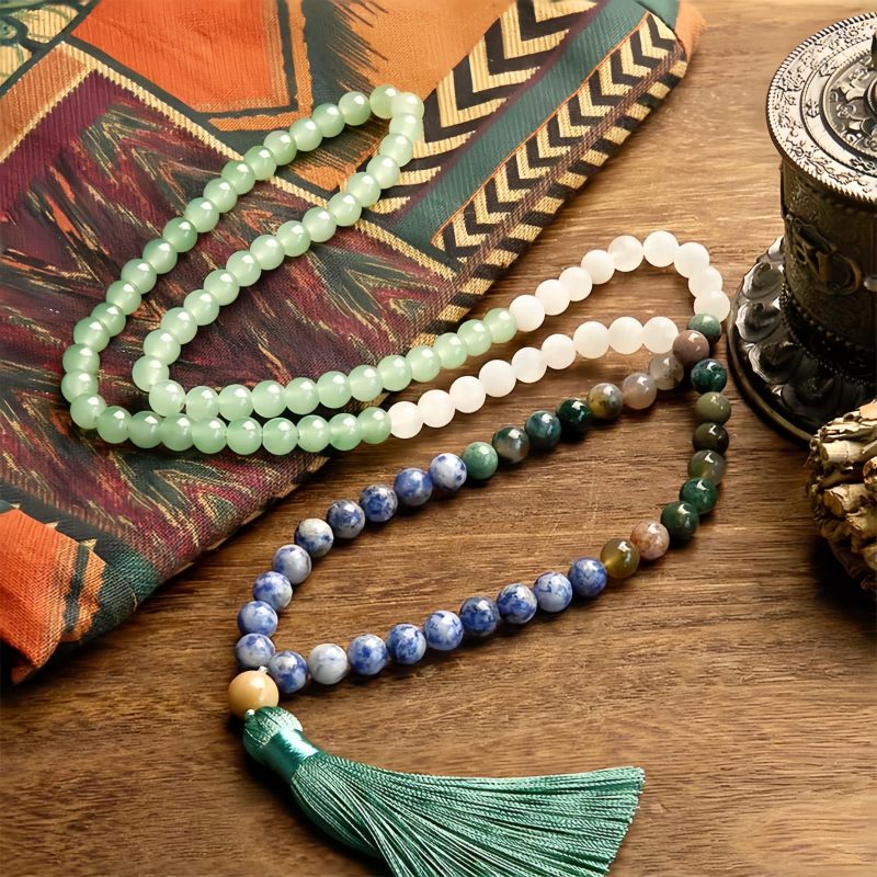 Pulsera de la Suerte de Aventurina Verde Natural con 108 Cuentas Natural Green Aventurine Luck Bracelet with 108 Beads