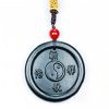 Collar con colgante de armonía Yin Yang de jade natural de Hetian Natural Hetian Jade Yin Yang Harmony Pendant Necklace