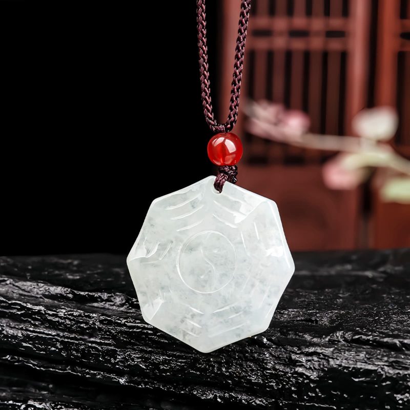 Collar con dije de Jade Natural Bagua Yin Yang Natural Jade Bagua Yin Yang Pendant Necklace