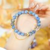 Pulsera de Luna Creciente con Cristal de Cianita Natural Natural Kyanite Crystal Crescent Moon Bracelet