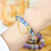 Pulsera de Luna Creciente con Cristal de Cianita Natural Natural Kyanite Crystal Crescent Moon Bracelet