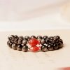 Armband aus Obsidian mit Koi-Fisch-Motiv in Silber-Schimmer Natural Silver Sheen Obsidian Koi Fish Bracelet