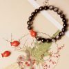Armband aus Obsidian mit Koi-Fisch-Motiv in Silber-Schimmer Natural Silver Sheen Obsidian Koi Fish Bracelet