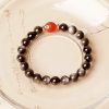 Armband aus Obsidian mit Koi-Fisch-Motiv in Silber-Schimmer Natural Silver Sheen Obsidian Koi Fish Bracelet