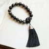 Natürliche Silberglanz Obsidian Löwen Handgelenk Mala Natural Silver Sheen Obsidian Lion Wrist Mala