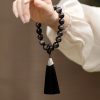 Natürliche Silberglanz Obsidian Löwen Handgelenk Mala Natural Silver Sheen Obsidian Lion Wrist Mala