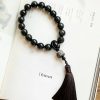Natürliche Silberglanz Obsidian Löwen Handgelenk Mala Natural Silver Sheen Obsidian Lion Wrist Mala