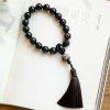 Natürliche Silberglanz Obsidian Löwen Handgelenk Mala Natural Silver Sheen Obsidian Lion Wrist Mala