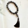 Natürliche Silberglanz Obsidian Löwen Handgelenk Mala Natural Silver Sheen Obsidian Lion Wrist Mala