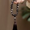 Natürliche Silberglanz Obsidian Löwen Handgelenk Mala Natural Silver Sheen Obsidian Lion Wrist Mala